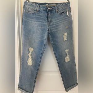 NWT Gap blue jeans stressed sexy Boyfriend  Coupe Size 10R